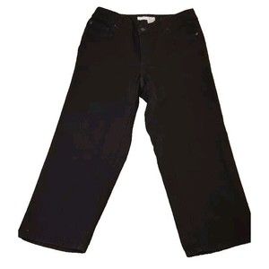 Chicos Women Platinum Jean Sz 0.5 Small Cropped Capri Black Embellished Pocket